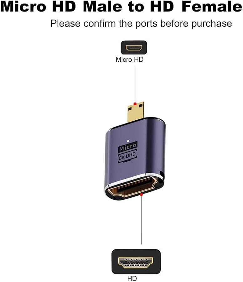 2 Pack 8K HDMI Micro Adapter for Camera HDTV Monitor Easy to Use - Image 4